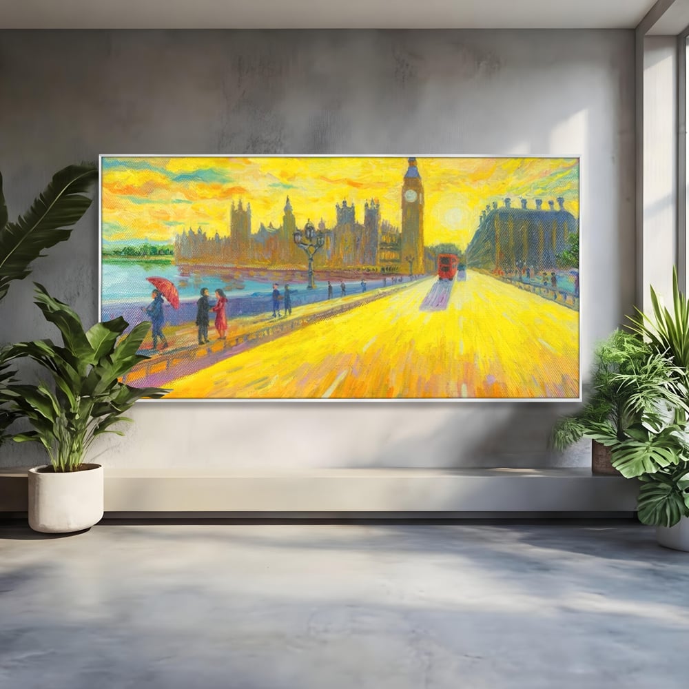 Tablou canvas cu tablou canvas cu londra si big ben, in rama de aluminiu argintiu